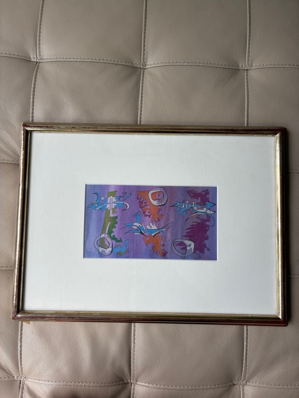 Abstract Purple and Blue Framed Art Print Signed and Framed by the Artist.